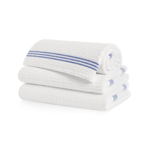 Triple Stripe Pool Towel, 100% Cotton, 30X60, 9 lbs/dz, White with Blue Stripes